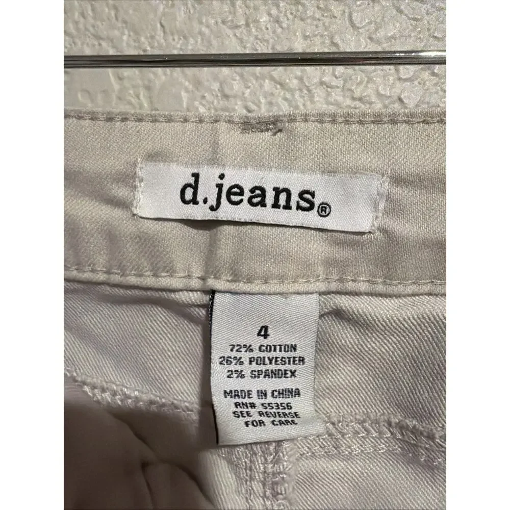 D.Jeans Mid Rise Skinny Ankle Pants Coastal Cottage Minimalist Beige Stretch 4